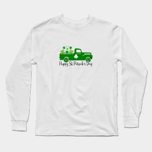 Happy st Patrick's day truck Four leaf clover Long Sleeve T-Shirt